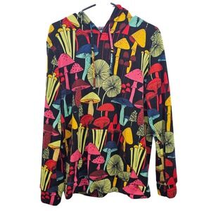 LA Soul Mushroom Print Hoodie XL Multicolor Psychedelic Pullover Sweatshirt